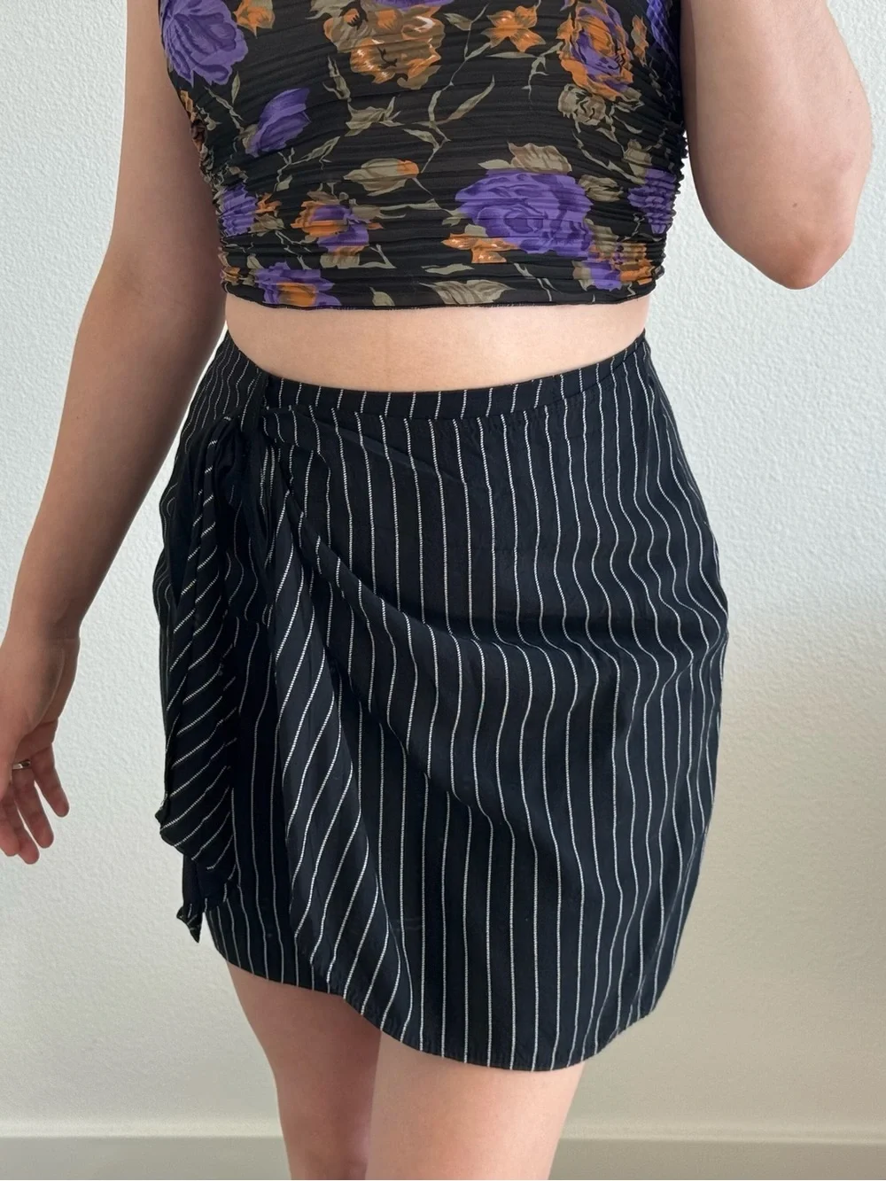 Vintage Via Max Faux Wrap Mini Skirt